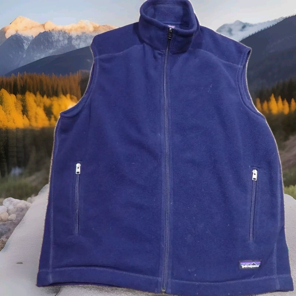Patagonia Synchilla Vest Mens XL Navy Blue Excellent Fleece Full Zip Jacket